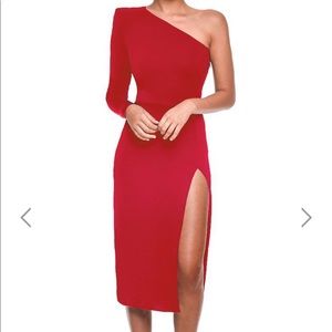 Nadine Merabi Red Asymmetrical Dress